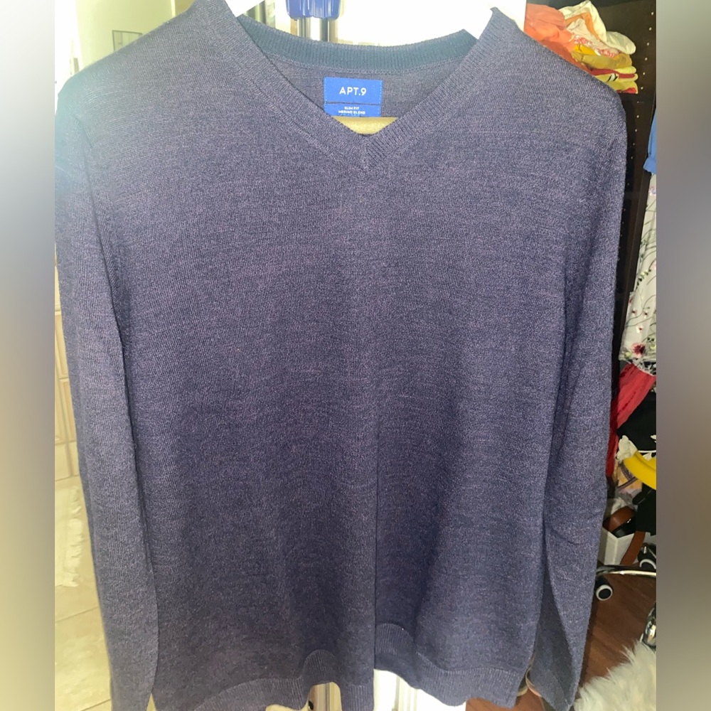 APT. 9 Merino Wool Blend Purple Pullover Sweater